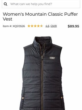 L.L. Bean Women's Quilted Puffer Vest - Black M